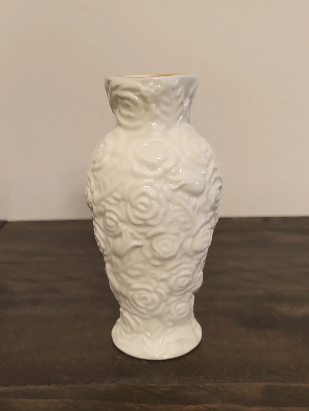 Vintage International Silver Co. Porcelain  Embossed Rose Bud Vase